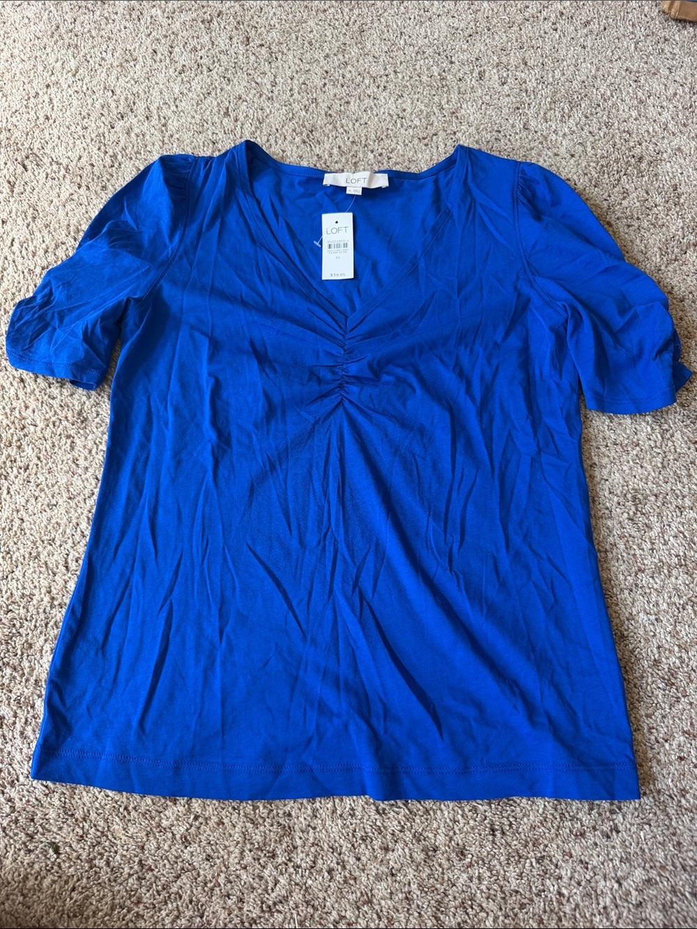 LOFT Bright Royal Blue Short Sleeve V-Neck Tee